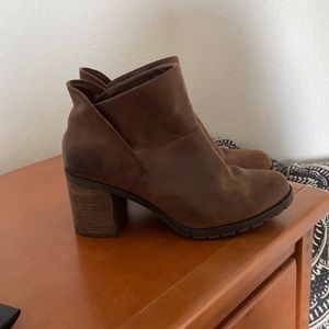 Clarks Brown Heel Booties